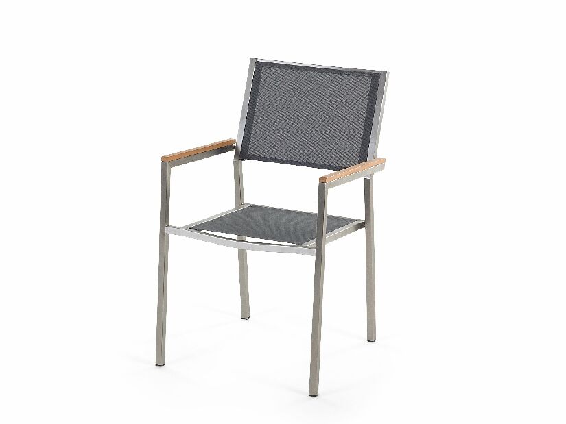 Zahradní set GROSSO (dub) (laminát HPL) (šedé židle) (pro 6 osob)