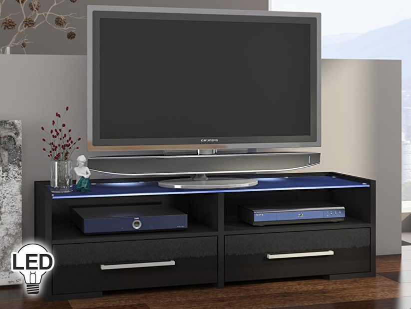 TV stolek/skříňka Semprio (černá + lesk černý)