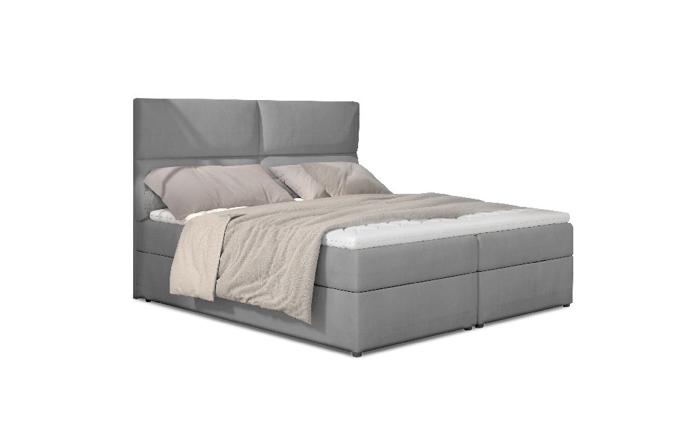 Kontinentální postel 145 cm Alyce (světle šedá) (s matracemi)