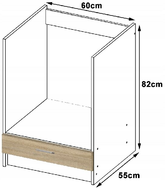 Dolní kuchyňská skříňka na troubu Lula S60KU (bílá + dub sonoma)