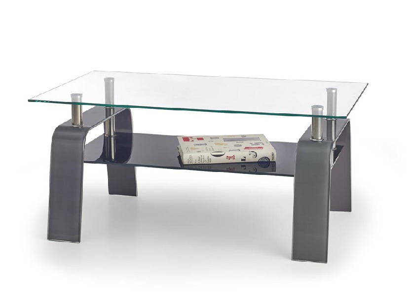 Konferenční stolek Naomi (sklo + šedá + černá)