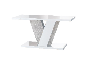 Konferenční stolek Venag (lesk bílý + kámen)