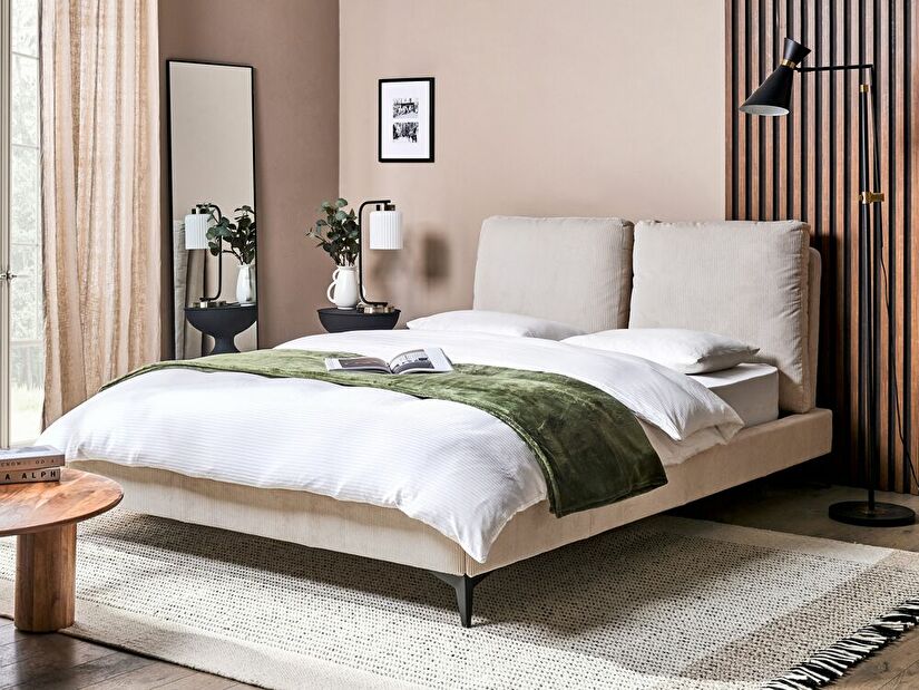 Manželská postel 140 cm Mellody (světlobéžová) (s roštem)