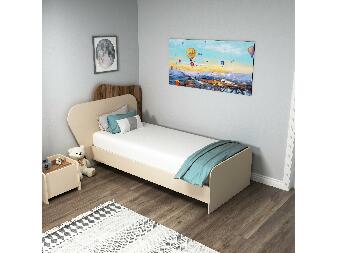 Jednolůžková postel 120 cm Somimi 3 (ořech světlý + béžová) (s roštem)