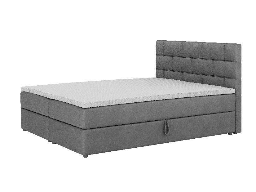 Kontinentální postel 180x200 cm Waller Comfort (tmavě šedá) (s roštem a matrací)