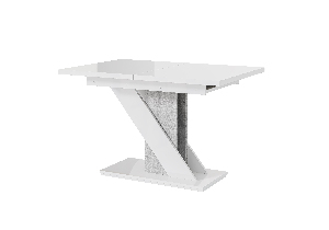 Jídelní stůl Mevenis (lesk bílý + kámen) (pro 4 až 6 osob)