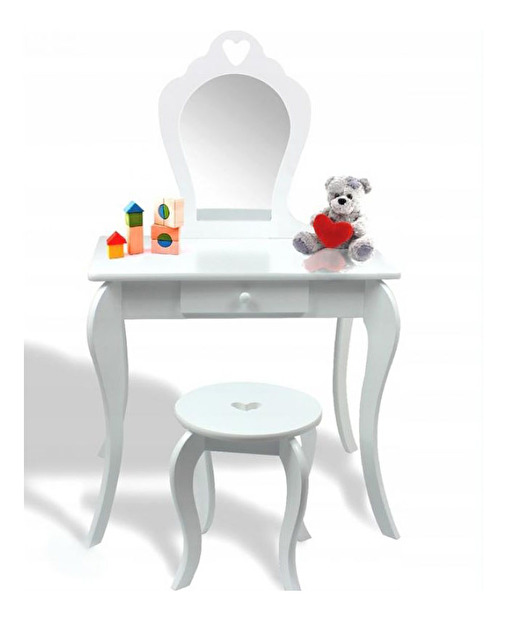 Dětský toaletní stolek s taburetkou Girly (bílá)