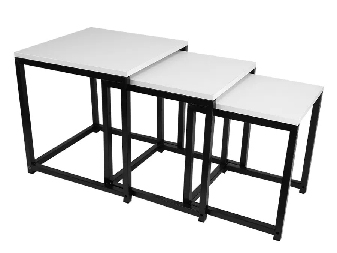 Set 3 ks konferenčních stolků Hustler Typ 3 (bílá matná + černá)