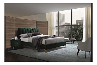 Manželská postel 160x200 cm Marnie (zelená)