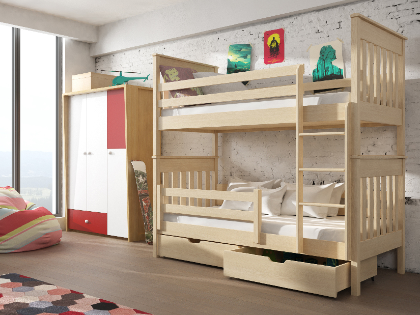 Dětská postel 80 cm Brad (s roštem a úl. prostorem) (borovice)