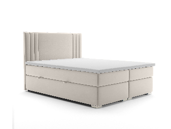 Manželská postel Boxspring 180 cm Morcano (krémová) (s úložným prostorem)