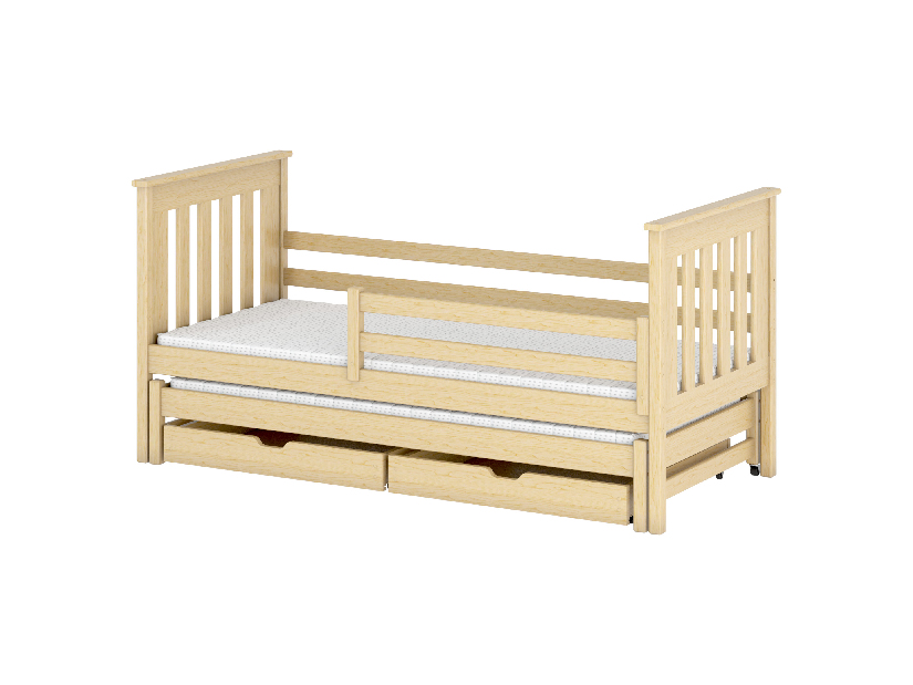 Dětská postel 80 cm TOYA (s roštem a úl. prostorem) (borovice)