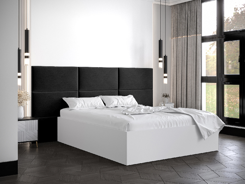 Manželská postel s čalouněným čelem 160 cm Brittany 2 (bílá matná + černá) (s roštem)