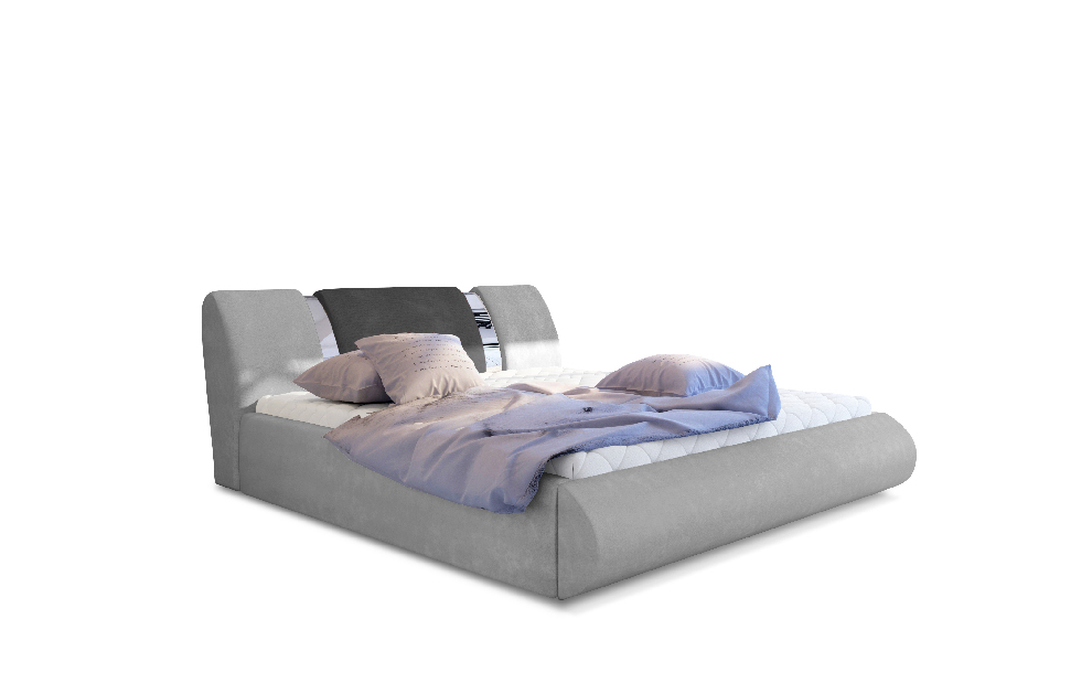 Manželská postel 140 cm Fabio (světle šedá + tmavě šedá) (s roštem a úl. prostorem)