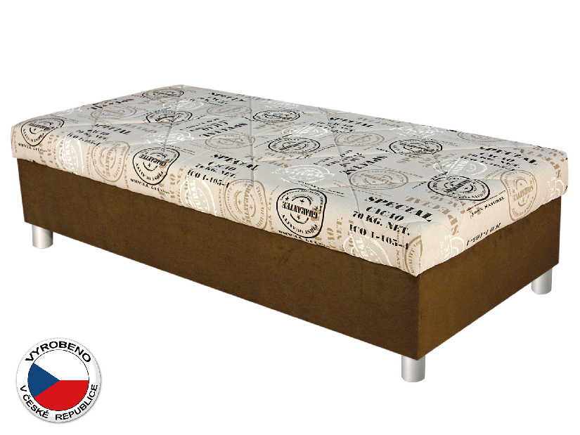 Jednolůžková postel (válenda) 90 cm Blanář Inez (béžová + hnědá) (s roštem a matrací)