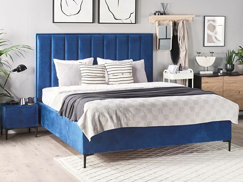 Manželská postel 180 cm SANAZA (modrá)