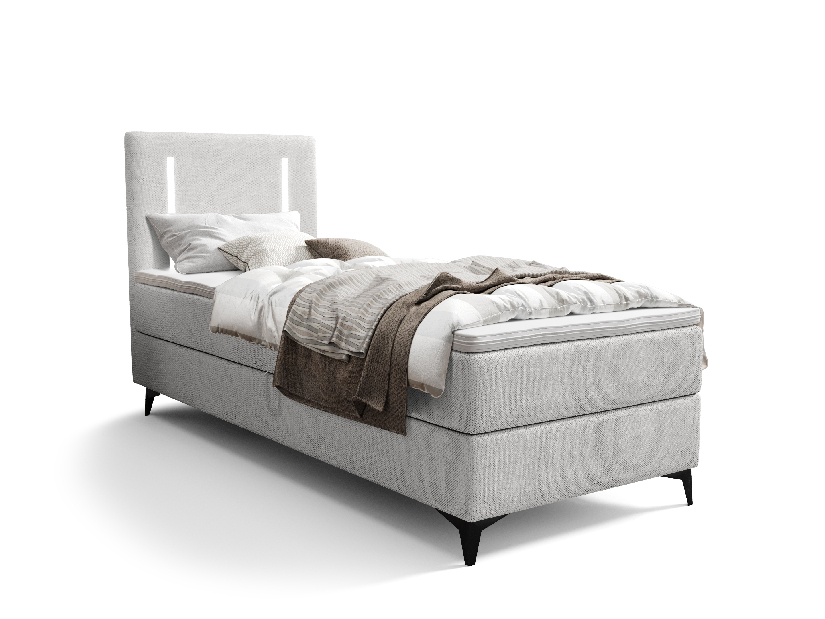 Jednolůžková postel 80 cm Ortega Comfort (šedá) (s roštem a matrací, bez úl. prostoru) (s LED osvětlením)