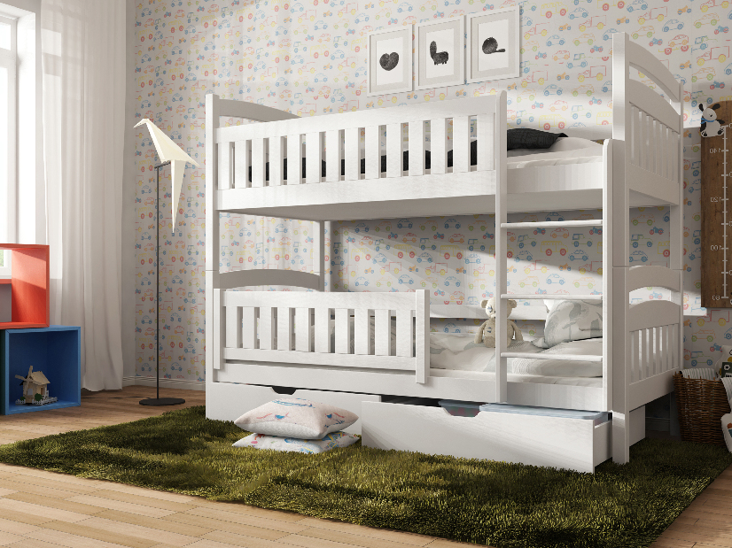 Dětská postel 90 cm Irwin (s roštem a úl. prostorem) (bílá) *výprodej