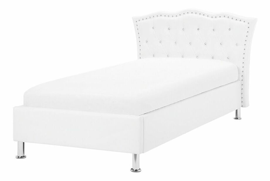 Jednolůžková postel 90 cm MATH (s roštem a úl. prostorem) (bílá)