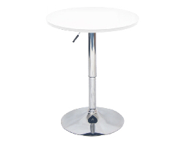 Barový stůl s nastavitelnou výškou Biria (bílá + chrom) 