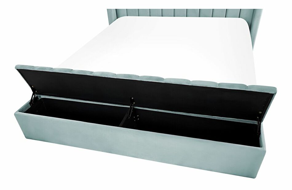 Manželská postel 160 cm Noya (mátová) (s roštem) (s úl. prostorem)