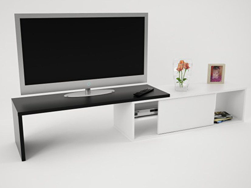 TV stolek/skříňka Rodas (bíla + černá)