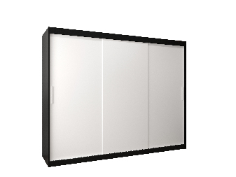 Šatní skříň 250 cm Toki (Černá matná + Bílá matná)