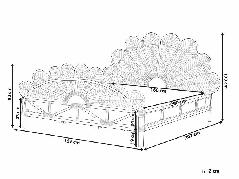 Manželská postel 160 cm Floyd (světlé dřevo) (s roštem)