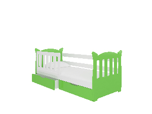 Dětská postel 160x75 cm Lenka (s roštem a matrací) (bílá + zelená)
