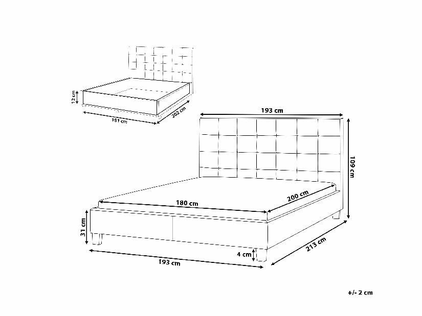Manželská postel 180 cm ROLLA (s roštem a úl. prostorem) (tmavě šedá)