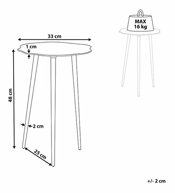 Příruční stolek Munza (zlatá)