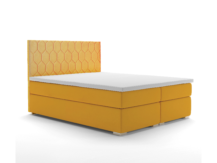 Manželská postel Boxspring 140 cm Piranno (žlutá) (s úložným prostorem)