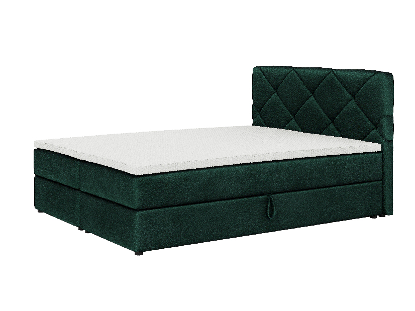 Kontinentální postel 140x200 cm Karum (tmavě zelená) (s roštem a matrací)