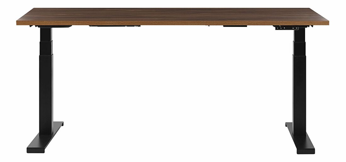 Psací stůl DEsIRA II (180x80 cm) (tmavé dřevo + černá) (el. nastavitelný)