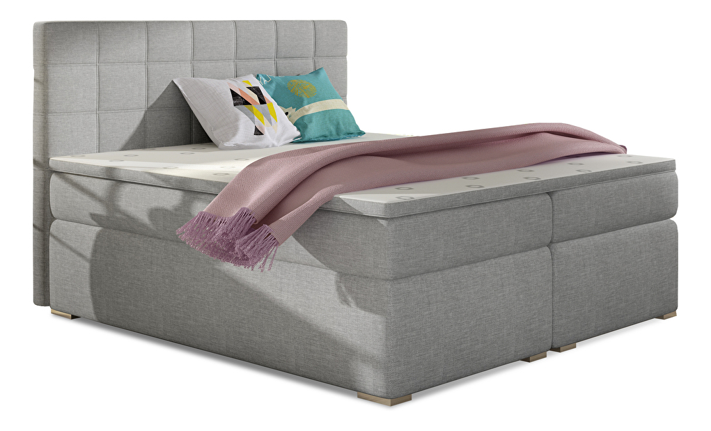 Kontinentální postel 180 cm Abbie (světle šedá) (s matracemi)