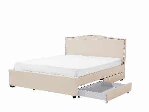 Manželská postel 180 cm MONTHY (s roštem a úl. prostorem) (béžová)