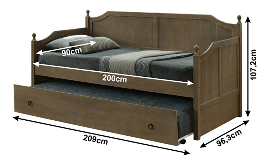 Jednolůžková postel s přistýlkou 90 cm Byrma (dub antický)