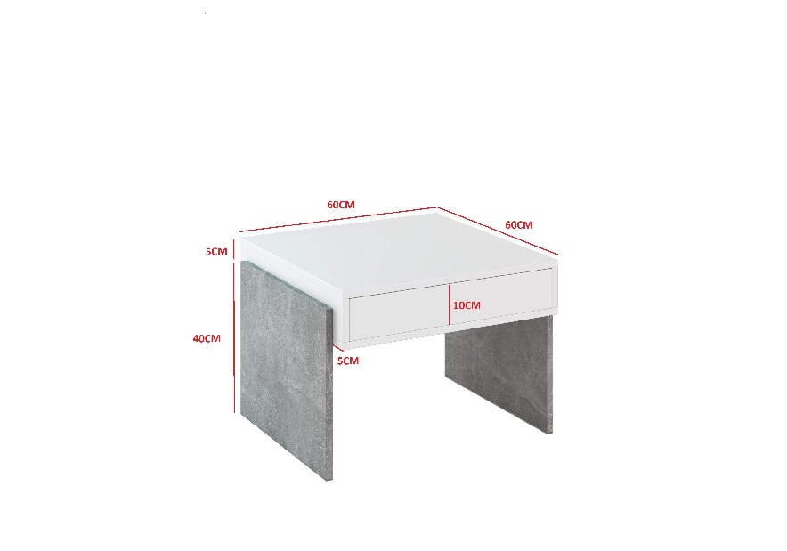 Konferenční stolek Zantra (bílá + kámen)