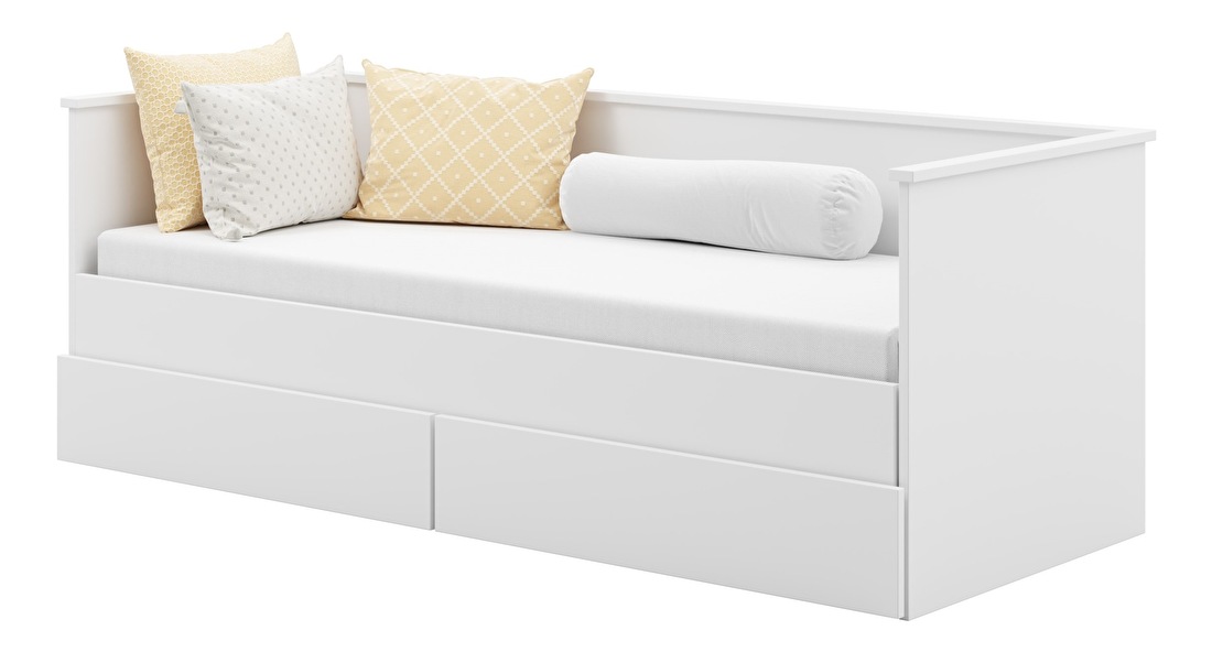 Rozkládací dětská postel 200x80-160 cm Henrieta (s roštem a matrací) (bílá)