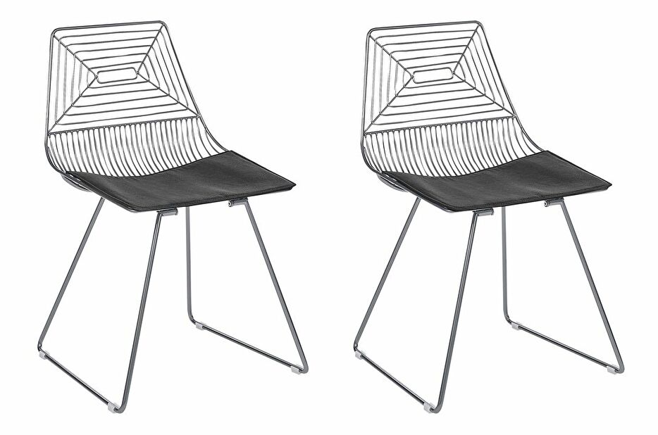 Set 2 ks jídelních židlí Bricio (stříbrná)