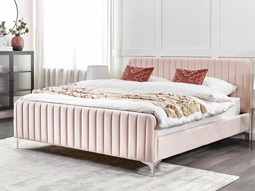 Čalouněná postel 180x200 cm Laraine (růžová) (s roštem)