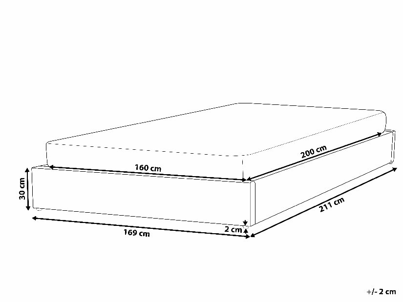 Manželská postel 160 cm DIJON (s roštem a úl. prostorem) (šedá)