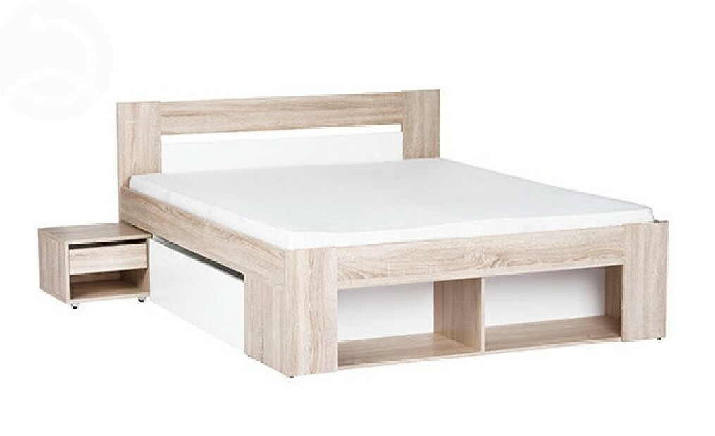 Manželská postel 140 cm Milo (se zásuvkami a noč. stolky)