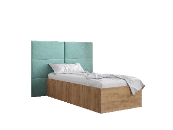 Jednolůžková postel s čalouněným čelem 90 cm Brittany 2 (dub craft zlatý + mátová) (s roštem)