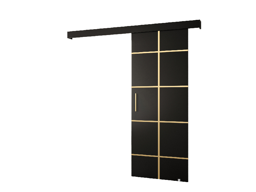 Posuvné dveře 90 cm Sharlene III (černá matná + černá matná + zlatá)
