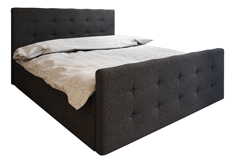 Manželská postel Boxspring 140 cm Milagros 1 (černá) (s matrací a úložným prostorem)