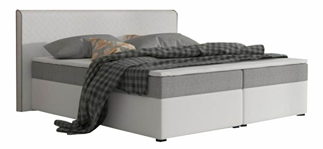 Manželská postel Boxspring 180 cm Namakyra Megakomfort Visco (bílá + šedá) (s matrací a roštem)