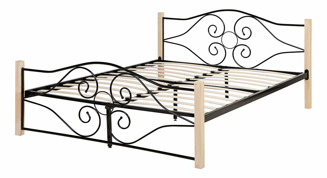 Manželská postel 180 cm FLANGE (s roštem) (černá)