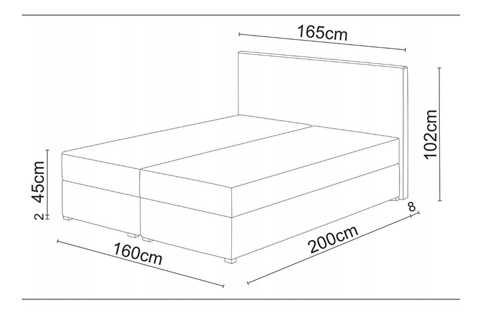 Manželská postel Boxspring 160 cm Lilac Comfort (vzor + černá) (s matrací a úložným prostorem)