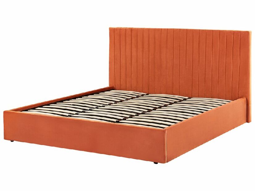 Manželská postel 180 cm Vakarine (oranžová) (s roštem a úložným prostorem)